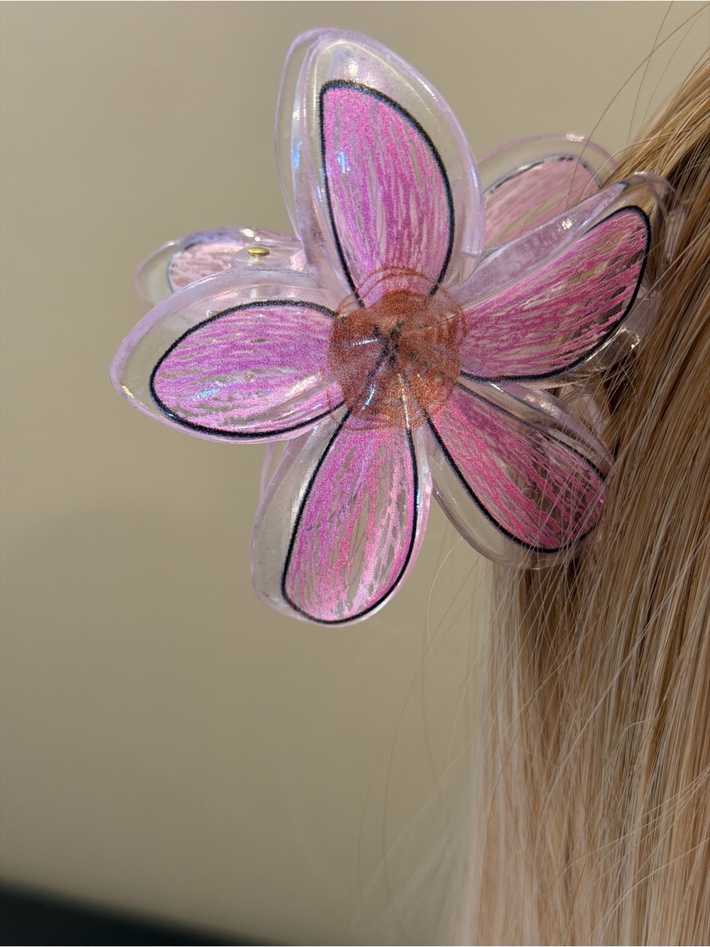 Pink Flower Hair Clip - Gentle Hair Accessory